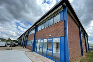 Exterior view of Elder Engineering’s new facility in Hertfordshire, showcasing the company’s modern manufacturing and office space.